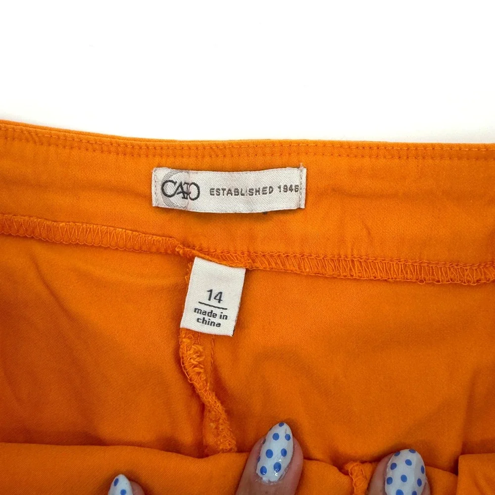 Cato Skirt‎ Scalloped Wrap Front 14 Orange Womens Mini Stretch Casual Summer